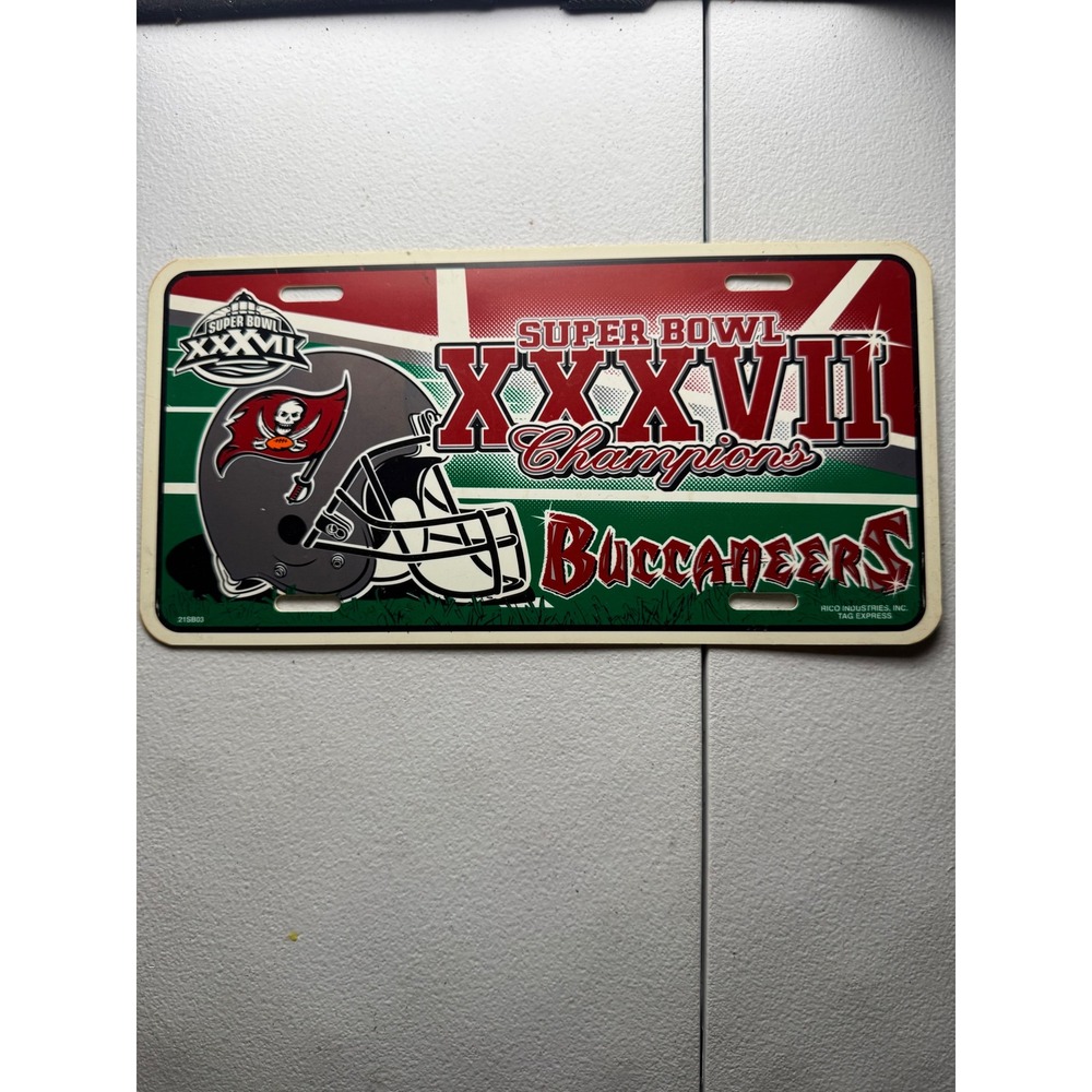 Tampa Bay Buccaneers Super Bowl XXXVII Champions License Plate Rico Industries